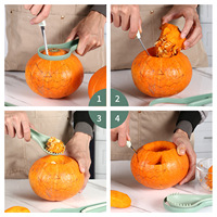 Halloween Pompoen Snijgereedschap 3-in-1 Pompoen Snijmes Draagbare Keuken Gereedschapset Groente Snijgereedschap