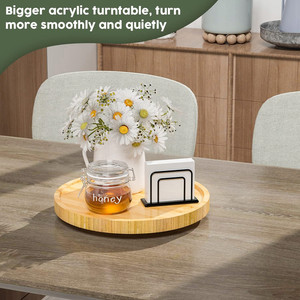 Mesa de comedor, soporte para botella de condimento de aceite de oliva, organizador de especias de bambú, bandeja giratoria para servir <span class=keywords><strong>Lazy</strong></span> <span class=keywords><strong>Susan</strong></span> - Product Image 5