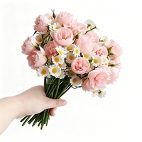 Bouquet de fleurs artificielles personnalisé en soie, rose et camomille, arrangement floral mixte pour demoiselles d'honneur, accessoires photo, décoration de Noël