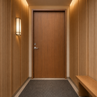Porte coupe-feu en acier à grain de bois personnalisé avec double battant et cadre en acier pour couloir de cour d'assises