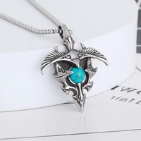 Haute Qualité Creative Design Turquoise Bijoux En Acier Inoxydable Vintage Aigle Pendentif Collier avec Effet 3D