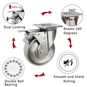 Schwenk rad 8 Zoll Plattform Anhänger Solid Shopping Trolley Edelstahl Hitze beständigkeit Hoch leistungs rollen Räder - Product Image 5