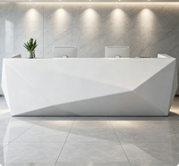 Bureau d'accueil géométrique minimaliste personnalisé avec éclairage LED – Comptoir moderne pour bureau, hall d'hôtel, immeuble d'entreprise