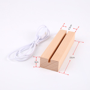 Commercio all'ingrosso della fabbrica di alta qualità artigianato in <span class=keywords><strong>legno</strong></span> ornamenti 150mm senza scanalatura USB bianco caldo luce rettangolare <span class=keywords><strong>legno</strong></span> Led Base - Product Image 2