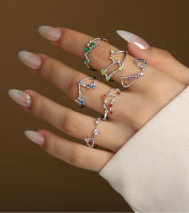 Bagues en argent sterling plaqué or avec zircons et pierres <span class=keywords><strong>de</strong></span> <span class=keywords><strong>naissance</strong></span>, signes du zodiaque, 12 modèles tendance - Product Image 5
