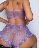 Ensemble de lingerie sexy pour femmes, en maille transparente, en dentelle, vêtements de nuit, pyjama, vêtements de nuit d'été, d'automne et de printemps, respirant