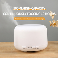 Diffuseur d'huiles essentielles 500ML Aromathérapie Humidificateur ultrasonique 7 LED changeantes de couleur Alimentation USB Installation de table en plastique