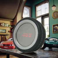 Mode Roue LED Miroir Numérique Pneu Forme Table Alarme Table Horloge Reloj