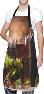 <b>Gifts</b> for Mothers <b>Cooking</b> Apron For Women Men With Pockets Icons Wheat Bread Oxford Cloth Kitchen Apron With Adjustable Neck - Product Image 5