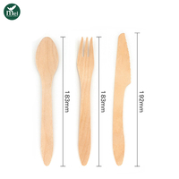 Ensemble de couverts en bois jetables naturels, vaisselle en bois biodégradable, emballés individuellement, disponibles pour les commandes en gros personnalisées