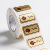 Expédition rapide, étiquettes d'emballage en rouleau avec bordure dorée métallisée brillante, finition mate, pour boîtes en papier de chocolat gastronomique