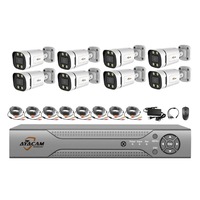 Kit Système de Caméras de Sécurité CCTV AHD 4K 8MP HD H.265 Vision Nocturne 8 Canaux Zoom 20X Extérieur Étanche Détection Humaine IA Micro