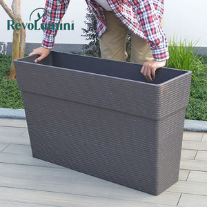 กระถางดอกไม้เรซินทางกลางแจ้งทรงสี่เหลี่ยมขนาดใหญ่น้ำหนักเบาทนทานปลูกต้นไม้ในสวนลายตารางสำหรับห้างสรรพสินค้า - Product Image 3