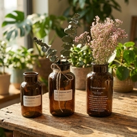 Bouteilles diffuseurs en verre avec bouchons en liège, capacité 250 ml, accessoires de parfum en carton pour diffuseurs à bâtonnets DIY et recharges de parfum d'ambiance
