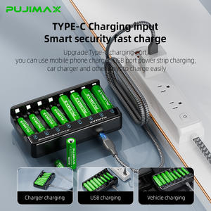 PUJIMAX Batterie rechargeable de grande capacité 4255mWh 1.5V Batterie au lithium AA avec 8 emplacements Chargeur de batterie à affichage LED intelligent - Product Image 4