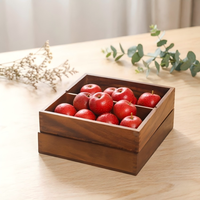 Plateau à fruits double couche en bois de noyer avec couvercle, boîte à bonbons de luxe compartimentée, plateau de service pour collations et desserts dans le salon