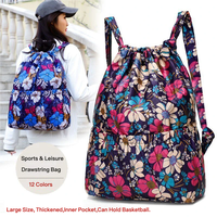 Sac à dos à cordon de serrage avec motif floral personnalisé, sac de sport d'extérieur, grande capacité, sac de maman, sac à dos de voyage léger