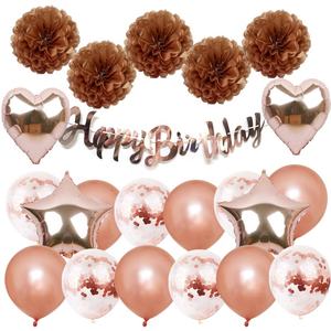 Ensemble <span class=keywords><strong>de</strong></span> décorations pour fête d'<span class=keywords><strong>anniversaire</strong></span>, <span class=keywords><strong>de</strong></span> couleur <span class=keywords><strong>Or</strong></span> Rose, pour filles ou femmes, banderole, rideaux, <span class=keywords><strong>chemin</strong></span> <span class=keywords><strong>de</strong></span> <span class=keywords><strong>Table</strong></span>, ballons, assiettes et gobelets, 81 pièces - Product Image 2