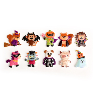 Cabochons en résine à dos plat, motifs Halloween (Crâne, Fantôme, Animaux) pour accessoires en résine faits main DIY, décoration de barrettes et de coques de téléphone - Product Image 1