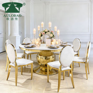 Mesa de Comedor Redonda Moderna de Lujo con Base de Acero Inoxidable Negro para Recepciones, Bodas, Hogar y Apartamentos - Product Image 5