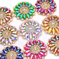 Vente en gros de strass dorés AB, pierres précieuses à coudre, appliques pour chapeaux, broderie de vêtements, fleurs en cristal, appliques