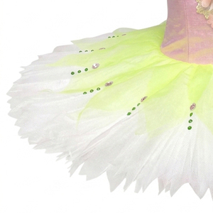 Tutú de Ballet Profesional Color Rosa Pastel con Apliques Florales, Pedrería, Diseño de Flor de Loto, para Actuaciones Escénicas, Traje Clásico de Ballet - Product Image 3