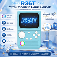Console de jeu portable rétro R36T avec éclairage RVB, système Linux open source EE, Emuelec Arcade, console familiale pour deux joueurs