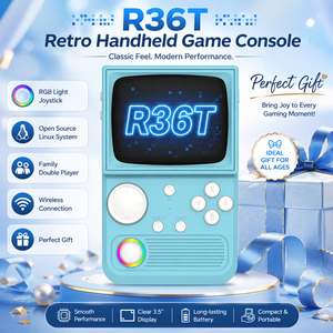Consola de Juegos <span class=keywords><strong>Retro</strong></span> Portátil R36T con Luz RGB, Sistema Linux de Código Abierto, Emulador EE, Arcade Familiar, Consola para Dos Jugadores - Product Image 1