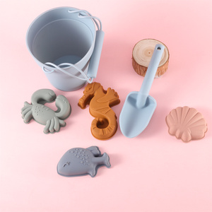 Unisex yumuşak silikon kum kalıp oyuncak seti güvenli katlanabilir plaj oyuncakları çocuklar ve bebekler için deniz yaratıkları içeren - Product Image 3