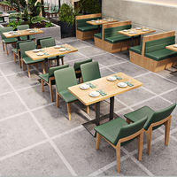 Maßgefertigte Halbrunde U-förmige Massivholz-Themenrestaurant-Sitzgruppe Sofa Tisch und Stühle