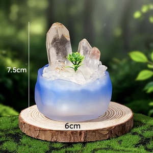 Pointe de cristal naturel, grappe de cristaux individuels, base <span class=keywords><strong>en</strong></span> <span class=keywords><strong>verre</strong></span> pour tasse à thé, micro-paysage bonsaï, ornement de bureau <span class=keywords><strong>en</strong></span> cristal pour la décoration et la recharge. - Product Image 3