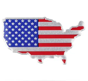 خريطة مخصصة للولايات المتحدة ملصق علم أسود سيارة معدنية ثلاثية الأبعاد