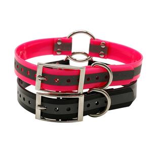 Neuankömmling Personal isierte reflektierende TPU Hunde halsbänder fluor zierend orange mit Center O Ring & Feder Dekoration für die Jagd - Product Image 4