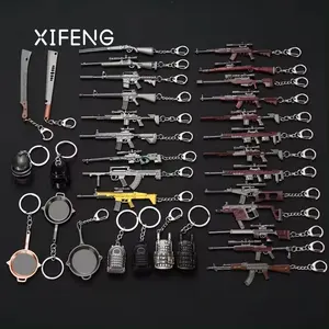 XIFENG Wholesale 3D Shape PU BG Game Zinc Alloy Metal 98k AWM Gun Keychain Weapon Keychain