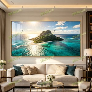 Modern <b>Islamic</b> Crystal Porcelain painting Tropical Island Wall Art Wholesale Custom Living Room Home Decor Landscape Painting - Product Image 5