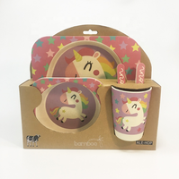 Ensemble de vaisselle pour enfants en fibre de bambou, assiettes, bols, tasses, fourchettes, cuillères, vaisselle pour enfants avec dessin animé d'animaux
