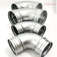 Vente d'usine - Coude à 90 degrés en acier galvanisé de 4, 5 ou 6 pouces pour conduit rond - Raccord 90 °    Coude en spirale