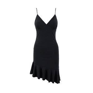 Nouveau femmes mince bandoulière à volants bord jupe courte printemps et été col en v Sexy dos nu Slim Fit robe - Product Image 2