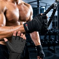 Gants de fitness en polyester pour hommes pour la musculation, les soulevés de terre, les tractions, les développés couchés, la musculation avec barre et la musculation - Protection des poignets antidérapante