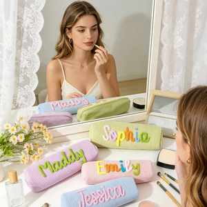 Bolsa de Maquillaje Bordada Personalizada, Estuche de Aseo Tejido, Bolsa Organizadora de Cosméticos Multifuncional, Regalo de Cumpleaños - Product Image 2