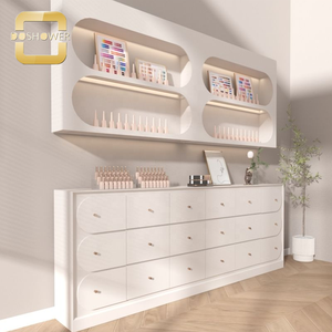 Armoire à vernis à ongles en bois de vitrine de vernis à ongles sur pied avec tiroir pour armoire à vernis à ongles en bois blanc Rectangle - Product Image 1