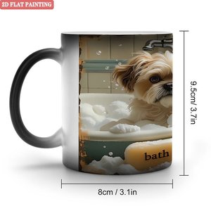 Travel Vacation Portable Beverage Mug Frosted Black 11oz <b>Ceramic</b> Heat Color Changing Magic <b>Cup</b> - Product Image 1