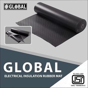 <b>Rolled</b> rubber industrial <b>mat</b> with textured grid surface isolated on white background for flooring safety protection - Product Image 2