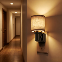 Veilleuse à brancher LOHAS en tissu lin, 0-100% dimmable, avec capteur crépusculaire, pour chambre, couloir et salle de bain