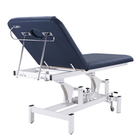 Table de massage électrique Hi-Lo à 2 sections, lit d'examen avec éponge haute densité, revêtement en PVC, cadre métallique, dossier, pour hôpital, clinique, spa