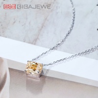 GIGAJEWE 7*9MM 3.5ct Pixel Cut White Solid Gold 9K/14K/18K Necklace Gold Color Moissanite Necklace,Pielx Necklace