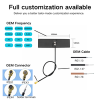 Antenne omnidirectionnelle FPC à gain élevé 2,4 GHz pour appareils IoT LoRa LPWAN, 50 Ohm VSWR 1,5 max, connecteur de fréquence personnalisé, câble OEM