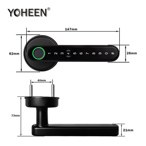 Kunci Pintu Keamanan Wifi APP Ble Ttlock, Kunci Gagang Sidik Jari Pintar Elektronik dengan Kode, Paduan Seng Hitam untuk Pintu Kayu, Cloud 35-55mm - Product Image 4