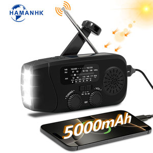 HM Portable 5000mAh Emerncy Radio AM FM <strong>WB</strong>/NOAA Speaker with Flashlight Solar Hand Crank - Product Image 1