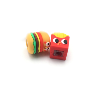Bán Buôn Tùy Chỉnh Trường Trẻ Em Phim Hoạt Hình PVC 3D Thực Phẩm Burger Khoai Tây Chiên Hình Dạng Bút Chì Mài Cho Trẻ Em - Product Image 2